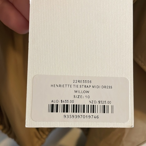 Aje Henriette Tie Strap Midi Dress US Women’s Size 6 Cut Out NWT Willow Brown - Picture 13 of 16